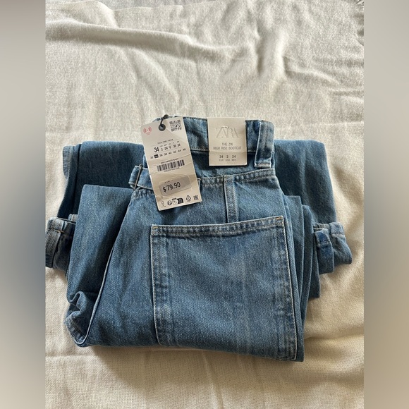 Zara Light Blue high rise bootcut leg full length - Picture 11 of 12